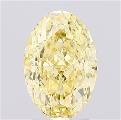 Picture of Lab Created Diamond 2.55 Carats, Oval with  Cut, Fancy Intense Yellow Color, VS1 Clarity and Certified by IGI