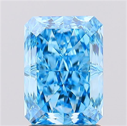 Picture of Lab Created Diamond 2.08 Carats, Radiant with  Cut, Fancy Vivid Blue Color, VS1 Clarity and Certified by IGI