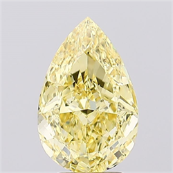 Picture of Lab Created Diamond 4.04 Carats, Pear with  Cut, Fancy Vivid Yellow Color, VVS2 Clarity and Certified by IGI
