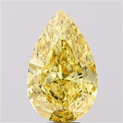 Picture of Lab Created Diamond 9.03 Carats, Pear with  Cut, Fancy Vivid Yellow Color, VS1 Clarity and Certified by IGI