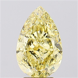 Picture of Lab Created Diamond 5.01 Carats, Pear with  Cut, Fancy Intense Yellow Color, VS1 Clarity and Certified by IGI