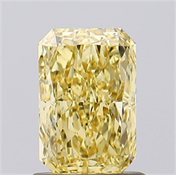 Picture of Lab Created Diamond 1.00 Carats, Radiant with  Cut, Fancy Vivid Yellow Color, VS1 Clarity and Certified by IGI