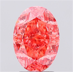 Picture of Lab Created Diamond 3.14 Carats, Oval with  Cut, Fancy Vivid Pink Color, VVS2 Clarity and Certified by IGI