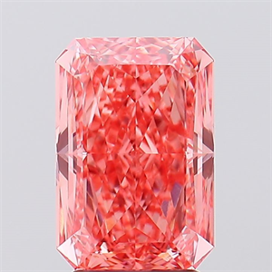 Picture of Lab Created Diamond 3.16 Carats, Radiant with  Cut, Fancy Vivid Pink Color, VVS1 Clarity and Certified by IGI