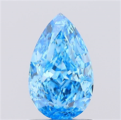 Picture of Lab Created Diamond 1.10 Carats, Pear with  Cut, Fancy Vivid Blue Color, VVS2 Clarity and Certified by IGI