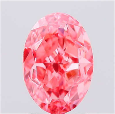 Lab Created Diamond 2.00 Carats, Oval with  Cut, Fancy Vivid Pink Color, VVS2 Clarity and Certified by IGI, Stock 3475802