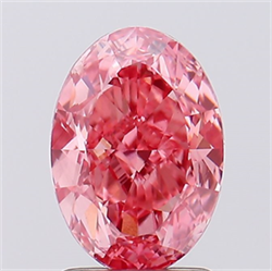 Picture of Lab Created Diamond 2.02 Carats, Oval with  Cut, Fancy Vivid Pink Color, VVS2 Clarity and Certified by IGI