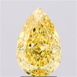 Picture of Lab Created Diamond 2.03 Carats, Pear with  Cut, Fancy Vivid Yellow Color, VS1 Clarity and Certified by IGI