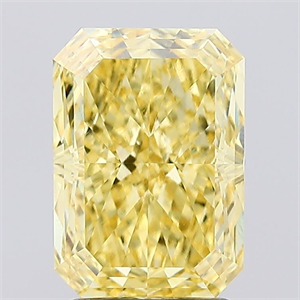 Picture of Lab Created Diamond 2.55 Carats, Radiant with  Cut, Fancy Vivid Yellow Color, VVS2 Clarity and Certified by IGI