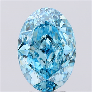Picture of Lab Created Diamond 5.00 Carats, Oval with  Cut, Fancy Vivid Blue Color, VVS2 Clarity and Certified by IGI