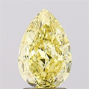 Picture of Lab Created Diamond 2.01 Carats, Pear with  Cut, Fancy Vivid Yellow Color, VS1 Clarity and Certified by IGI