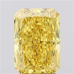Picture of Lab Created Diamond 2.51 Carats, Radiant with  Cut, Fancy Vivid Yellow Color, VS1 Clarity and Certified by IGI