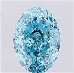 Picture of Lab Created Diamond 4.04 Carats, Oval with  Cut, Fancy Vivid Blue Color, VVS2 Clarity and Certified by IGI