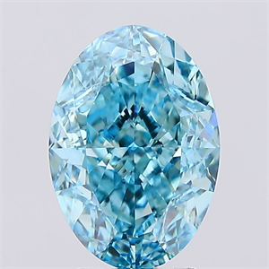 Picture of Lab Created Diamond 4.04 Carats, Oval with  Cut, Fancy Vivid Blue Color, VVS2 Clarity and Certified by IGI