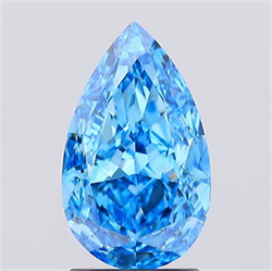 Picture of Lab Created Diamond 2.07 Carats, Pear with  Cut, Fancy Vivid Blue Color, VVS1 Clarity and Certified by IGI