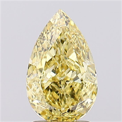 Picture of Lab Created Diamond 2.10 Carats, Pear with  Cut, Fancy Intense Yellow Color, VS2 Clarity and Certified by IGI