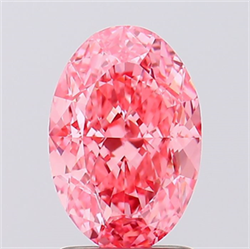 Picture of Lab Created Diamond 2.07 Carats, Oval with  Cut, Fancy Vivid Pink Color, VVS2 Clarity and Certified by IGI