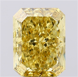 Picture of Lab Created Diamond 8.59 Carats, Radiant with  Cut, Fancy Vivid Yellow Color, VS2 Clarity and Certified by IGI