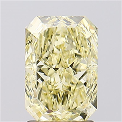Picture of Lab Created Diamond 2.00 Carats, Radiant with  Cut, Fancy Intense Yellow Color, VS1 Clarity and Certified by IGI