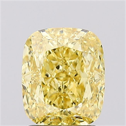 Picture of Lab Created Diamond 2.17 Carats, Cushion with  Cut, Fancy Intense Yellow Color, VS1 Clarity and Certified by IGI