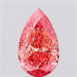 Picture of Lab Created Diamond 3.08 Carats, Pear with  Cut, Fancy Vivid Pink Color, VS2 Clarity and Certified by IGI