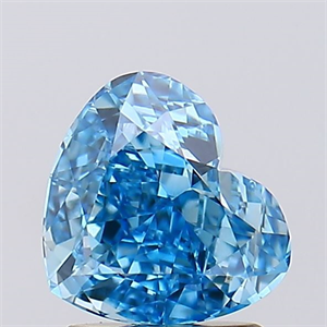 Picture of Lab Created Diamond 1.62 Carats, Heart with  Cut, Fancy Vivid Blue Color, VS1 Clarity and Certified by IGI