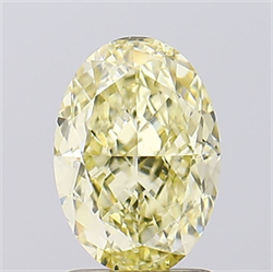 Picture of Lab Created Diamond 2.07 Carats, Oval with  Cut, Fancy Intense Yellow Color, VVS2 Clarity and Certified by IGI