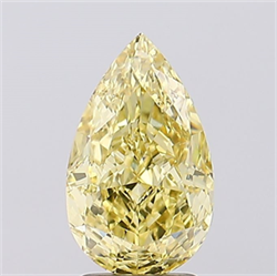 Picture of Lab Created Diamond 2.70 Carats, Pear with  Cut, Fancy Vivid Yellow Color, VS1 Clarity and Certified by IGI