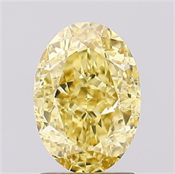 Picture of Lab Created Diamond 2.10 Carats, Oval with  Cut, Fancy Intense Yellow Color, VS1 Clarity and Certified by IGI