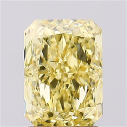 Picture of Lab Created Diamond 2.11 Carats, Radiant with  Cut, Fancy Vivid Yellow Color, VS1 Clarity and Certified by IGI