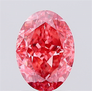 Picture of Lab Created Diamond 2.01 Carats, Oval with  Cut, Fancy Vivid Pink Color, VS1 Clarity and Certified by IGI
