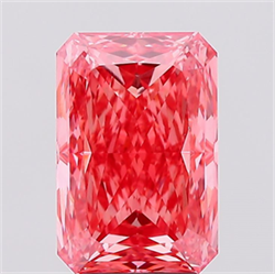 Picture of Lab Created Diamond 4.07 Carats, Radiant with  Cut, Fancy Vivid Pink Color, VVS2 Clarity and Certified by IGI