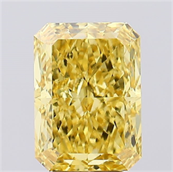 Picture of Lab Created Diamond 5.28 Carats, Radiant with  Cut, Fancy Vivid Yellow Color, VS1 Clarity and Certified by IGI