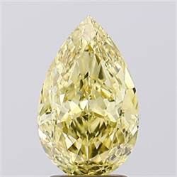 Picture of Lab Created Diamond 2.57 Carats, Pear with  Cut, Fancy Vivid Yellow Color, VS1 Clarity and Certified by IGI