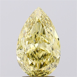 Picture of Lab Created Diamond 2.57 Carats, Pear with  Cut, Fancy Vivid Yellow Color, VS1 Clarity and Certified by IGI