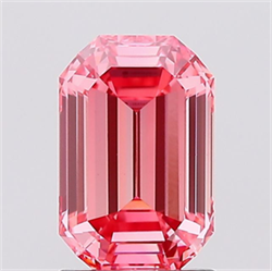 Picture of Lab Created Diamond 1.51 Carats, Emerald with  Cut, Fancy Vivid Pink Color, VVS2 Clarity and Certified by IGI