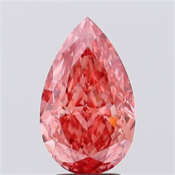 Picture of Lab Created Diamond 4.17 Carats, Pear with  Cut, Fancy Vivid Pink Color, VS1 Clarity and Certified by IGI