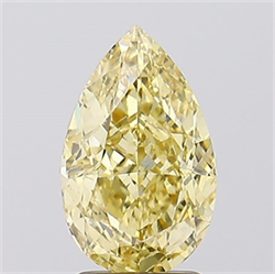 Picture of Lab Created Diamond 2.51 Carats, Pear with  Cut, Fancy Vivid Yellow Color, VS1 Clarity and Certified by IGI