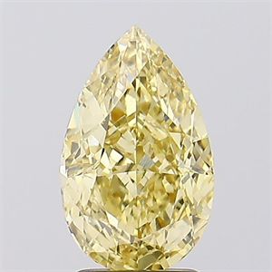 Picture of Lab Created Diamond 2.51 Carats, Pear with  Cut, Fancy Vivid Yellow Color, VS1 Clarity and Certified by IGI