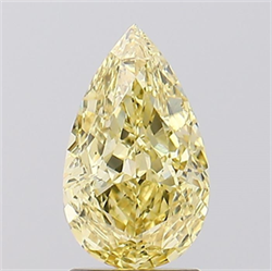 Picture of Lab Created Diamond 2.02 Carats, Pear with  Cut, Fancy Vivid Yellow Color, VVS2 Clarity and Certified by IGI