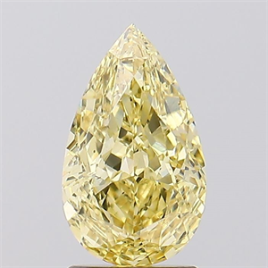 Picture of Lab Created Diamond 2.02 Carats, Pear with  Cut, Fancy Vivid Yellow Color, VVS2 Clarity and Certified by IGI