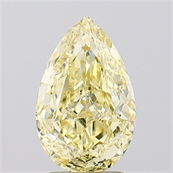 Picture of Lab Created Diamond 2.42 Carats, Pear with  Cut, Fancy Intense Yellow Color, VS1 Clarity and Certified by IGI