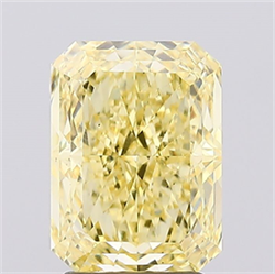 Picture of Lab Created Diamond 3.03 Carats, Radiant with  Cut, Fancy Vivid Yellow Color, VS1 Clarity and Certified by IGI