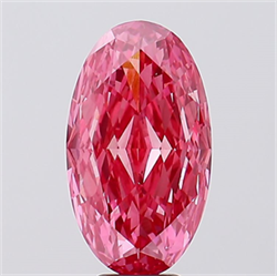 Picture of Lab Created Diamond 7.05 Carats, Oval with  Cut, Fancy Vivid Pink Color, VS1 Clarity and Certified by IGI