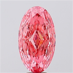 Picture of Lab Created Diamond 7.18 Carats, Oval with  Cut, Fancy Vivid Pink Color, VS1 Clarity and Certified by IGI