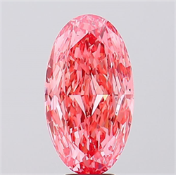 Picture of Lab Created Diamond 7.54 Carats, Oval with  Cut, Fancy Vivid Pink Color, VS1 Clarity and Certified by IGI