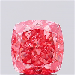 Picture of Lab Created Diamond 2.65 Carats, SQUARE CUSHION with  Cut, Fancy Vivid Pink Color, VS2 Clarity and Certified by IGI