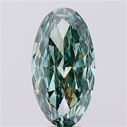 Picture of Lab Created Diamond 7.11 Carats, Oval with  Cut, Fancy Vivid Green Color, VS1 Clarity and Certified by IGI