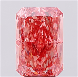 Picture of Lab Created Diamond 5.02 Carats, Radiant with  Cut, Fancy Vivid Pink Color, VS1 Clarity and Certified by IGI