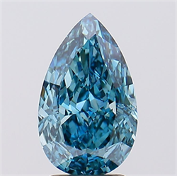 Picture of Lab Created Diamond 3.01 Carats, Pear with  Cut, Fancy Vivid Blue Color, VS2 Clarity and Certified by IGI